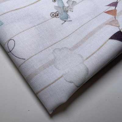 Retalho 23x150cm - Tecido de Algodão - Estampado digital - arco-íris e aviões