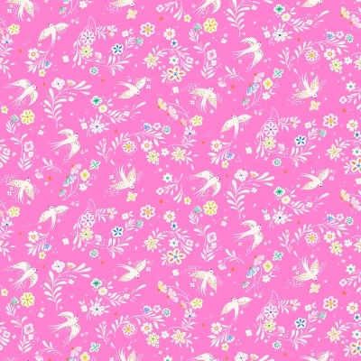Tecido de Algodão - Songbird - Andorinhas fundo rosa