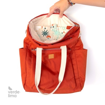 Mochila multiposições - Sarja tijolo Mochila multiposições - Sarja tijolo