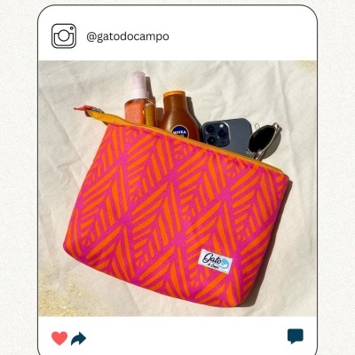 Nylon Impermeável - Geométrico rosa e laranja