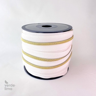 Fecho zipper metalizado malha 5 branco - Bobine de 25m