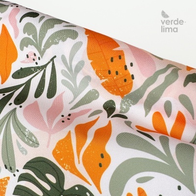 Nylon Impermeável - Tropical verde e laranja