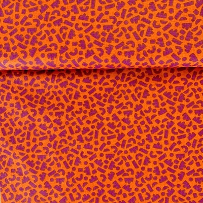 Tecido de Algodão - Mini Geométrico Tijolo e Roxo