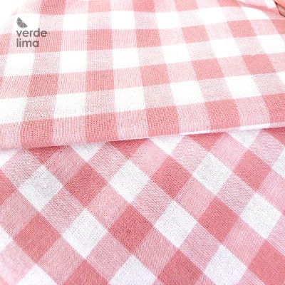 Pack de retalhos - Vichy e cambraia de algodão - Rosa Claro
