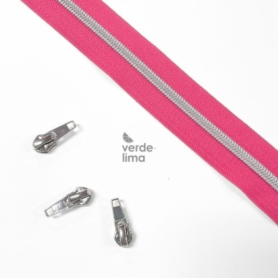 Fecho zipper metalizado pré-cortado 1m - Prateado
