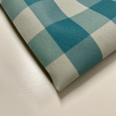 Retalho 27x150cm - NYLON IMPERMEÁVEL - XADREZ AZUL E MENTA