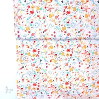 Tecido de Algodão - Estampado digital - Flores de outono