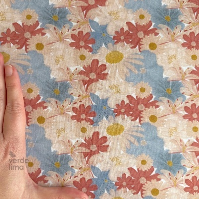 Tecido de Algodão - Liberdade - Flores grandes