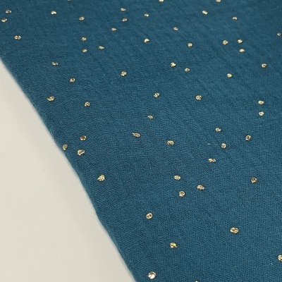 Retalho 28cm x 150cm - MUSSELINA GOLD DOTS - PETRÓLEO