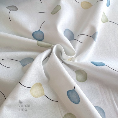 Tecido de Algodão - Bichinhos nas nuvens - Balõezinhos azul