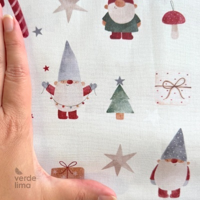 Tecido de Algodão - Estampado digital - Gnomos