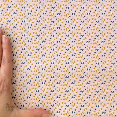 Tecido de Algodão - Sementes fundo rosa