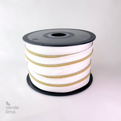 Fecho zipper metalizado malha 3 branco - Bobine de 25m