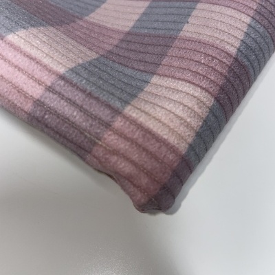 Retalho 27x145cm - Bombazine estampada - Xadrez azul e malva