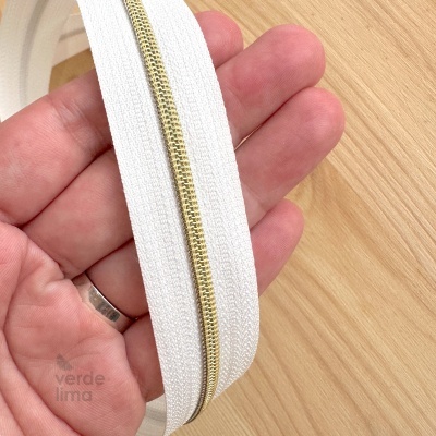 Fecho Zipper Metalizado malha 3 - Branco