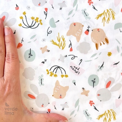 Tecido de Algodão - Rainy friends - cabeças de animais