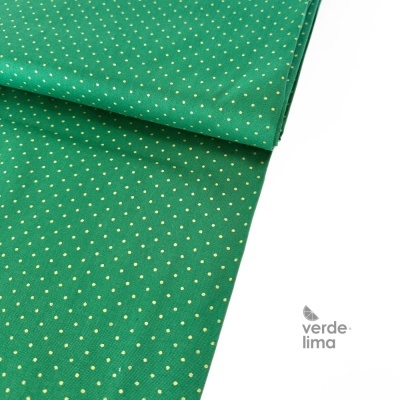 Tecido de Algodão - Pintas com glitter dourado - Verde