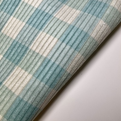 Retalho 30x145cm - BOMBAZINE ESTAMPADA - XADREZ AZUL E MENTA