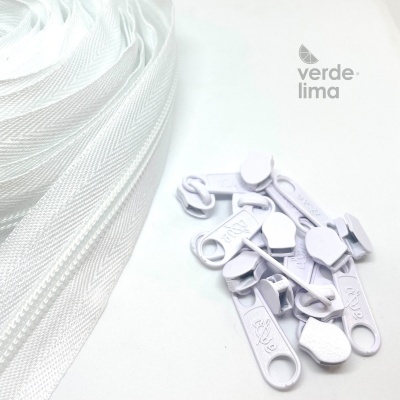 Fecho zipper malha 5 - Pack de 5 metros com 10 cursores