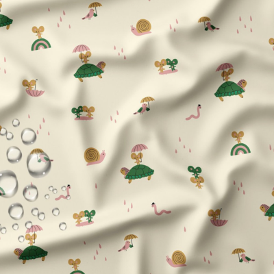 Tecido raincoat - Ratinhos na chuva