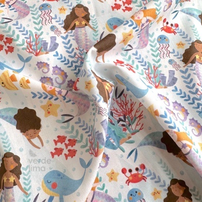 Tecido de Algodão - Sereias - Recife em festa