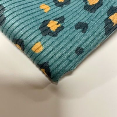 Retalho 31x145cm - BOMBAZINE ESTAMPADA - LEOPARDO TONS AZUIS