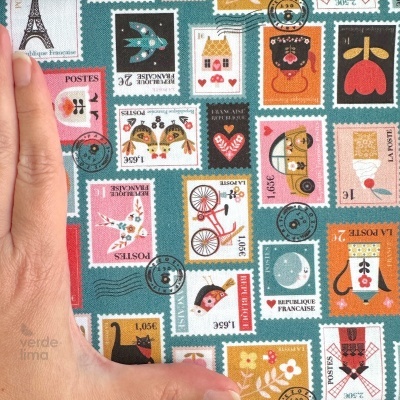 Tecido de Algodão - Bon Voyage - Selos