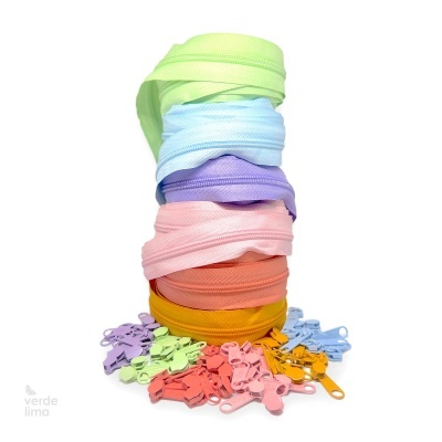 Fecho zipper malha 5 - Pack de 5 metros com 10 cursores