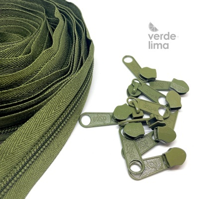 Fecho zipper malha 5 - Pack de 5 metros com 10 cursores