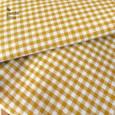 Pack de retalhos - Vichy e cambraia de algodão - Amarelo torrado