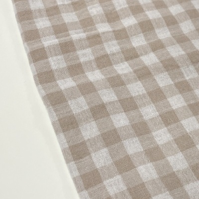 Retalho 25cm x 130cm -MUSSELINA DUPLA FACE - VICHY - BEGE