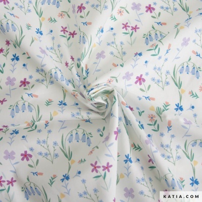 Tecido de algodão - Flowers Vacances