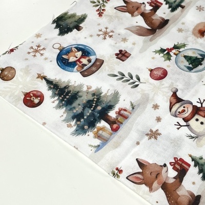 Retalho 23cm x 150cm -TECIDO DE ALGODÃO - ESTAMPADO DIGITAL - ANIMAIS NATALÍCIOS