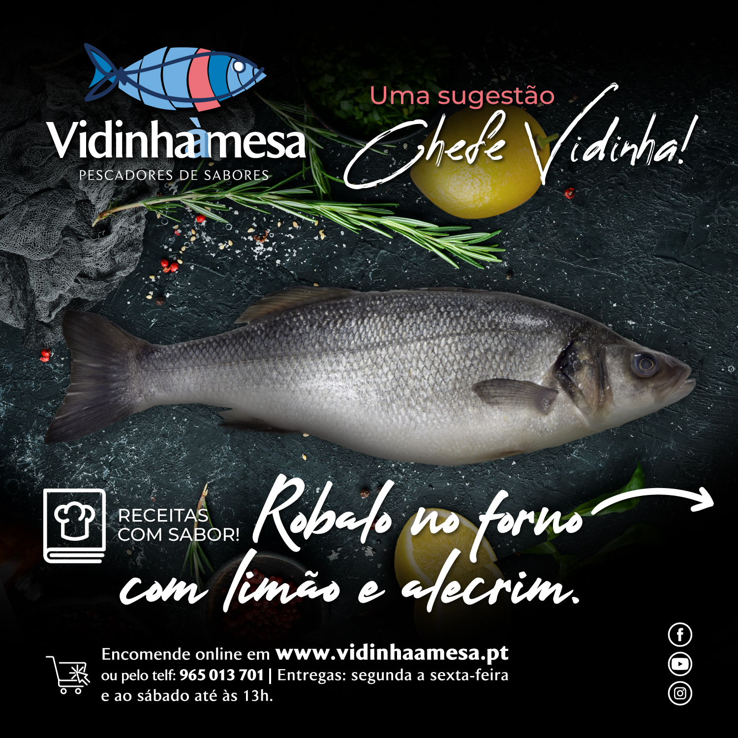 Robalo no forno com limão e alecrim. Robalo no forno com limão e alecrim.