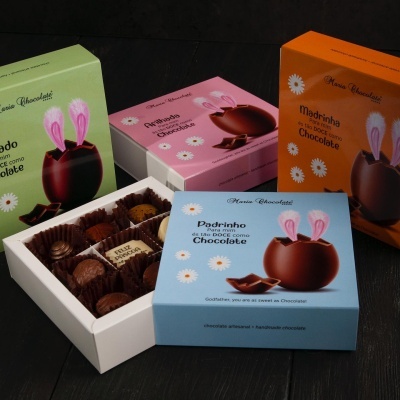 Maria Chocolate Caixa 9 Bombons Afilhada Chocolate Fabrico Artesanal