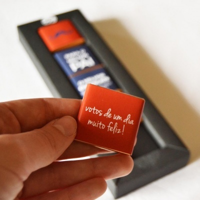 Pedaços de Cacau Caixa 5 Napolitanas "PARA O MELHOR PAI" de Chocolate Negro