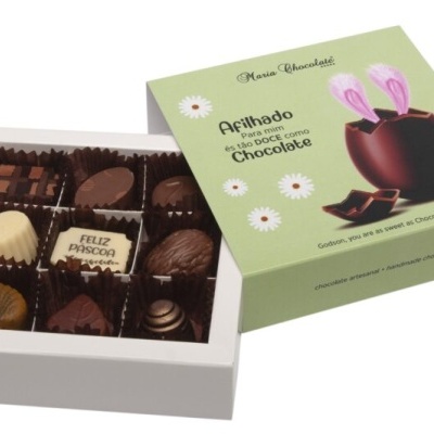 Maria Chocolate Caixa 9 Bombons Afilhado Chocolate Fabrico Artesanal