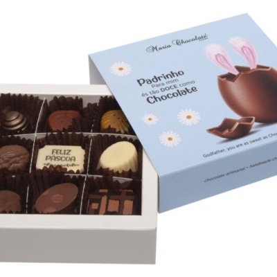 Maria Chocolate Caixa 9 Bombons Padrinho Chocolate Fabrico Artesanal