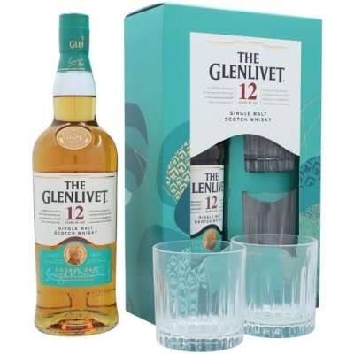 Conjunto The Glenlivet Double Oak12 Anos com Dois Copos Whisky