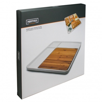 Nerthus Prato de Porcelana com Tábua de Corte em Bambu Utensílios