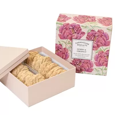 Caixa Flores Bolachas Limão e Coco Farmhouse Biscuits