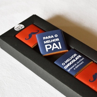Pedaços de Cacau Caixa 5 Napolitanas "PARA O MELHOR PAI" de Chocolate Negro
