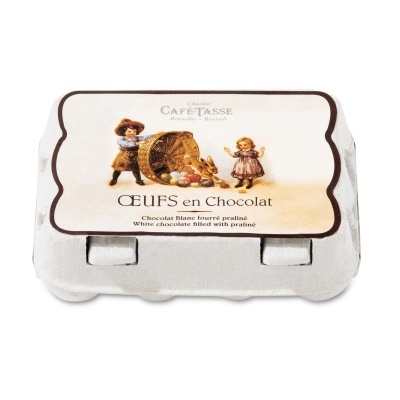 Café-Tasse Caixa com 12 ovinhos de Chocolate Negro, Leite e Branco com Praliné Edição Páscoa