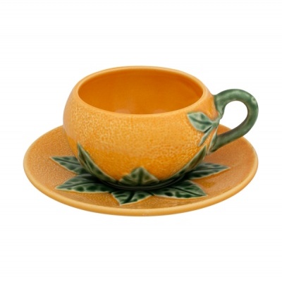 Bordallo Pinheiro Laranja - Chávena de Chá com Pires Decoração