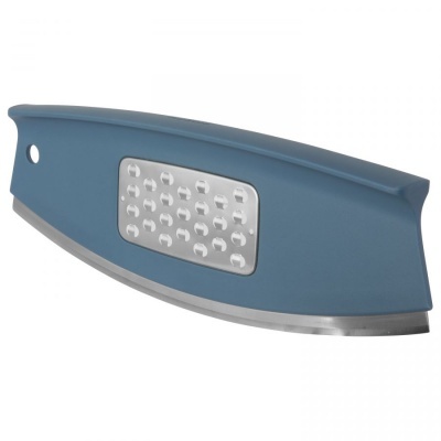 rasqueta de cozinha azul com base metálica prateada