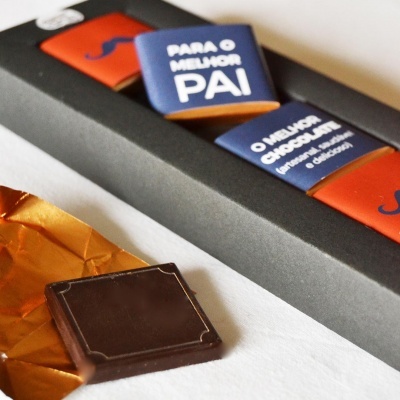 Pedaços de Cacau Caixa 5 Napolitanas "PARA O MELHOR PAI" de Chocolate Negro