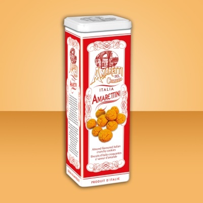 Lata Quadrada Vermelha Amaretti Tower Tin Chiostro di Saronno