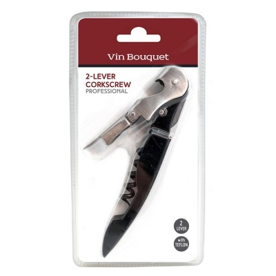 Descapsulador de vinho Vin Bouquet preto e metálico em embalagem blister