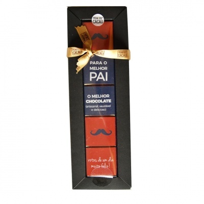 Pedaços de Cacau Caixa 5 Napolitanas "PARA O MELHOR PAI" de Chocolate Negro