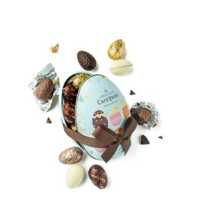 Café-Tasse Ovo da Páscoa Recheado com 12 Ovinhos de Chocolate Praliné Sortidos Edição Páscoa